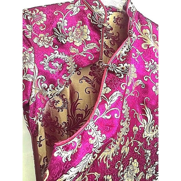 Asian Chinese Dress. Purple Metallic Gold New - Picture 4 of 6